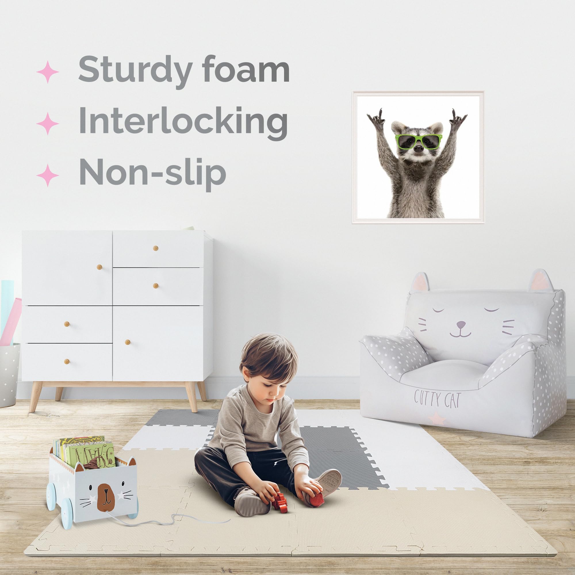 ToyVelt stylish foam mat design that blends with home decor