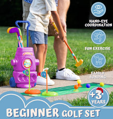 ToyVelt Toddler Golf Set pink clubs for safe indoor play.