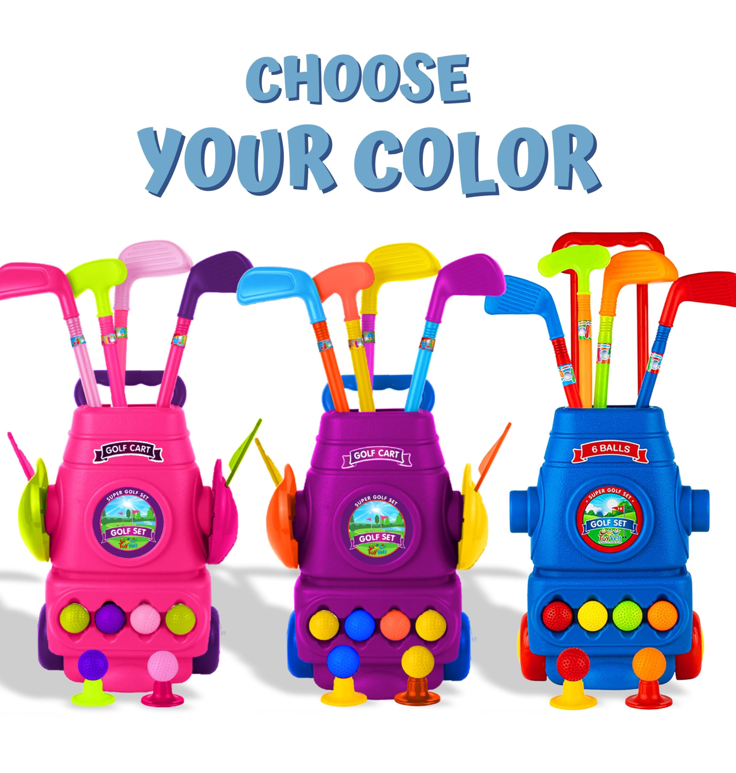 ToyVelt Toddler Golf Set safe, durable design with smooth edges.