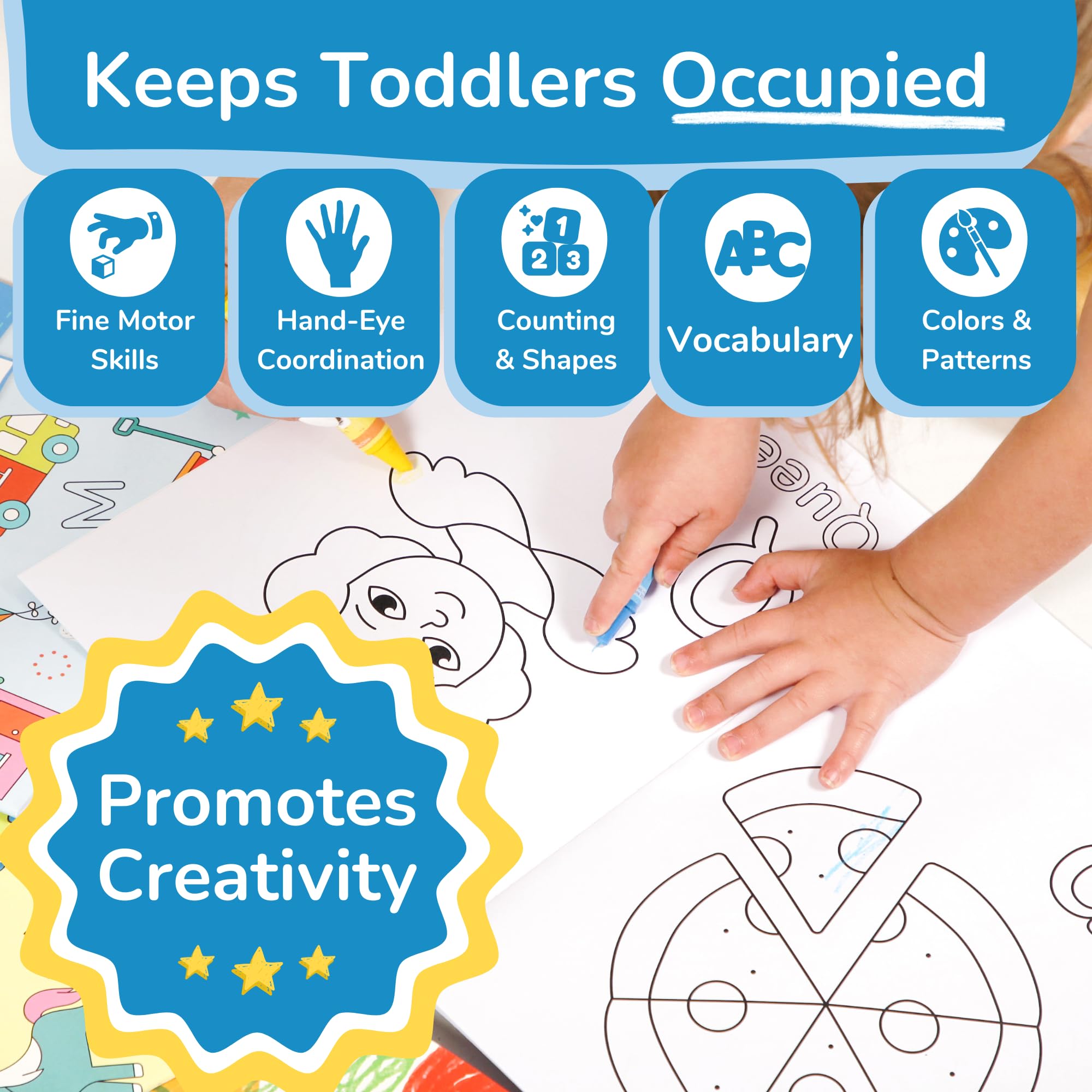TOYVENTIVE coloring books inner pages with thick paper ideal for markers.