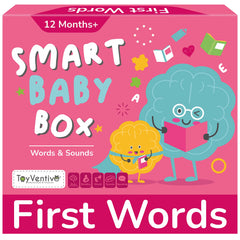 Toyventive Smart Baby Box first words board book supports early language exposure.