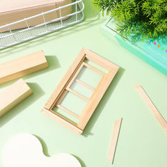 Toyvian 12-scale dollhouse window supports wall decor and scene realism in mini homes.