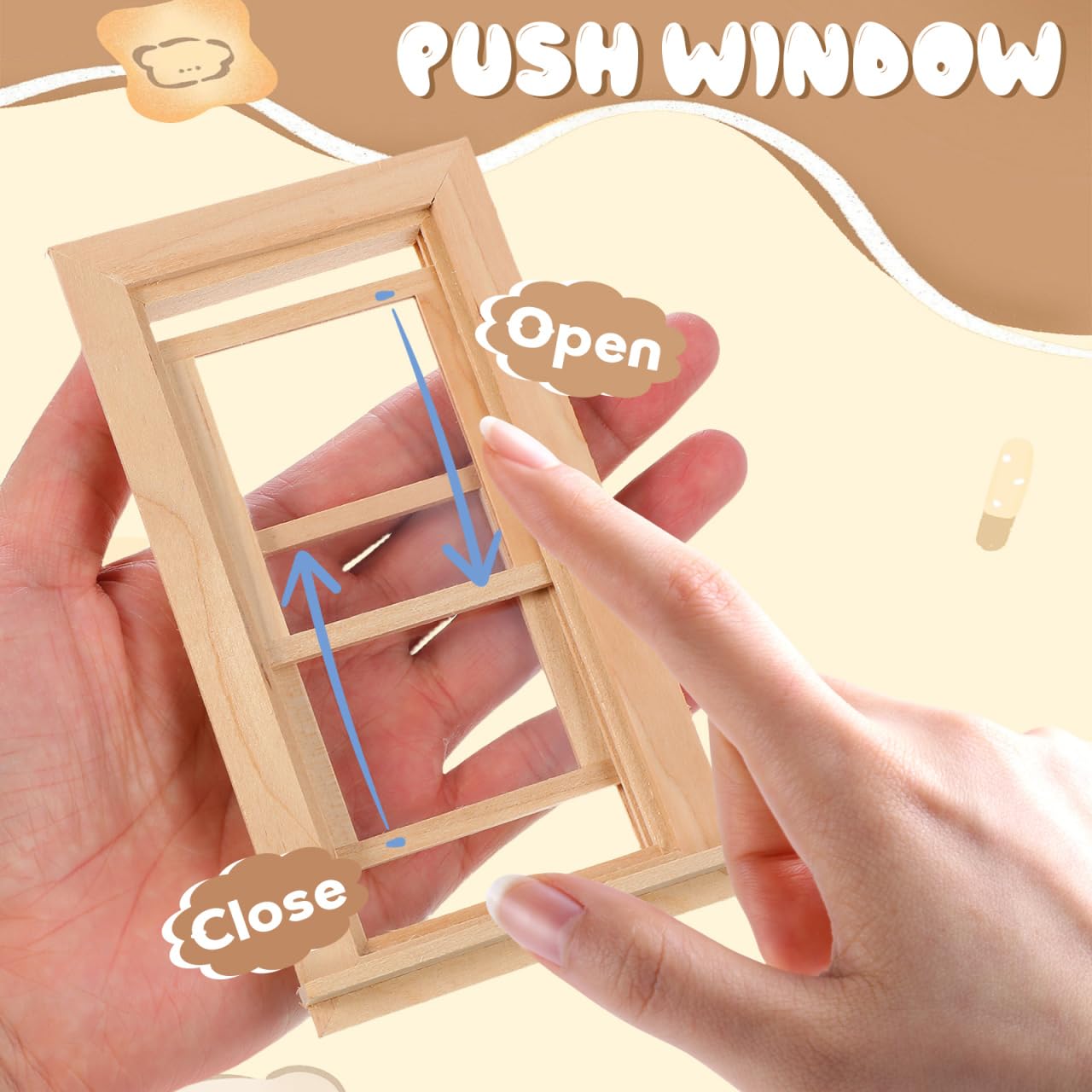 Toyvian draggable mini window design enables easy DIY customization for 1:12 scenes.