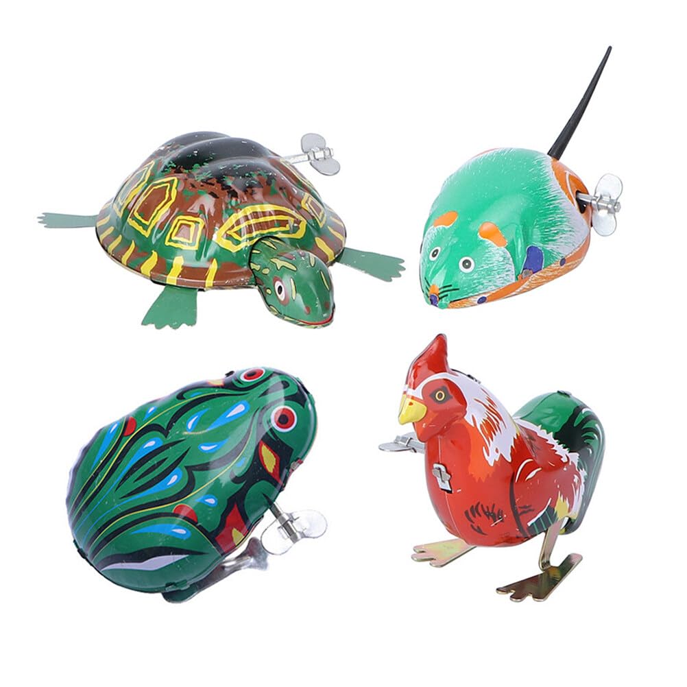 Toyvian rooster windup tin toy, vibrant retro charm for display and play