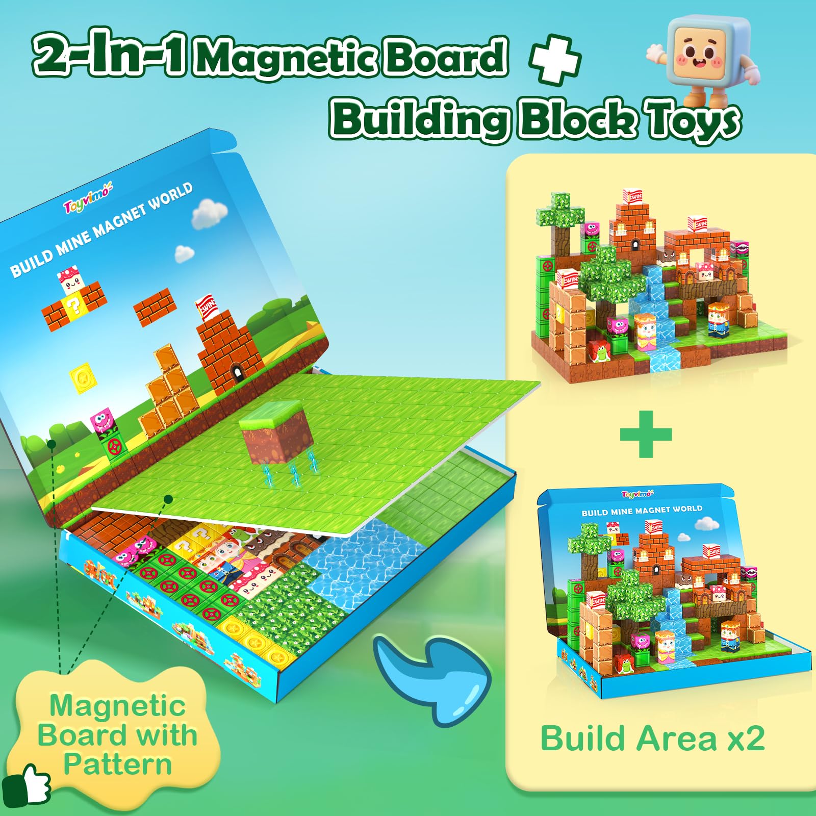 Toyvimo close-up of magnetic tiles showing strong magnets for sturdy structures