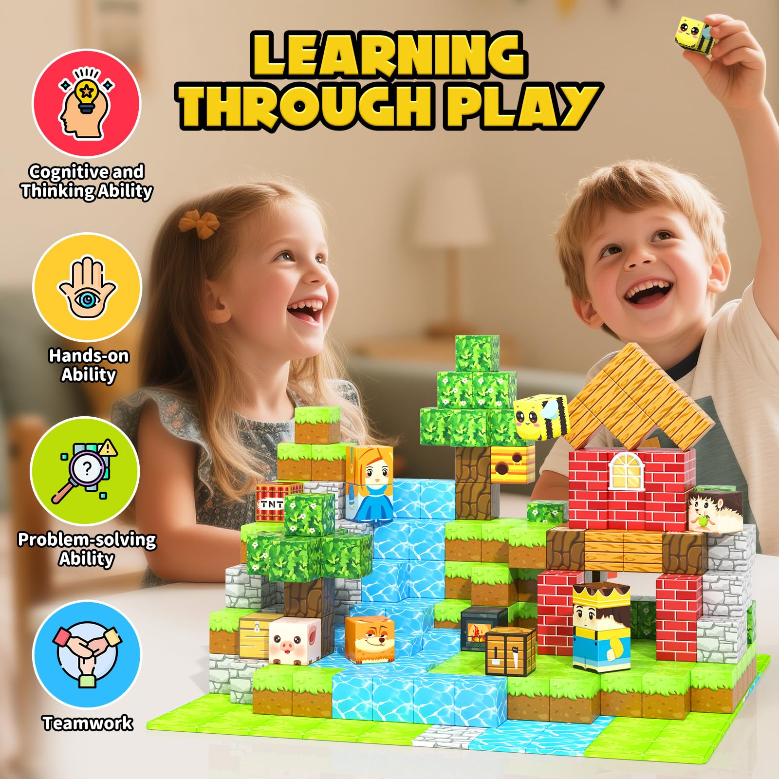 Toyvimo compatible with other magnetic blocks for expanded play