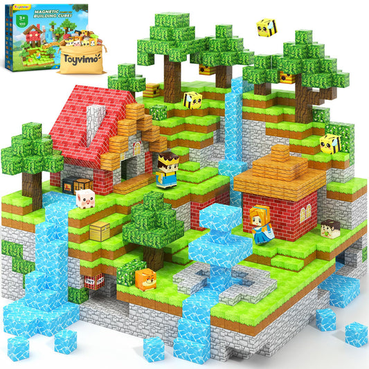 Toyvimo forest magnetic blocks 100pcs foster imaginative forest scenes