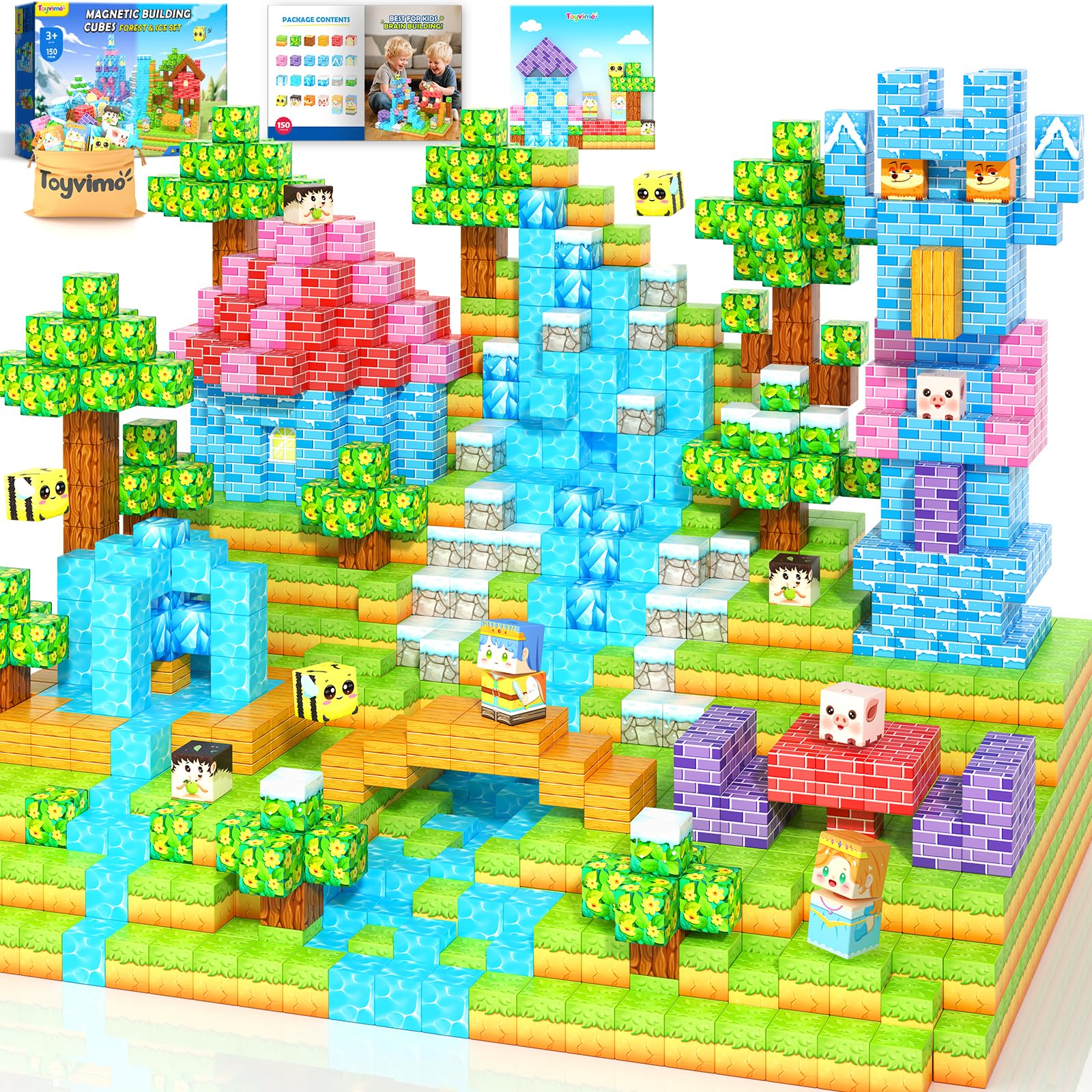 Toyvimo magnetic blocks forest world sparks creativity during open-ended play.