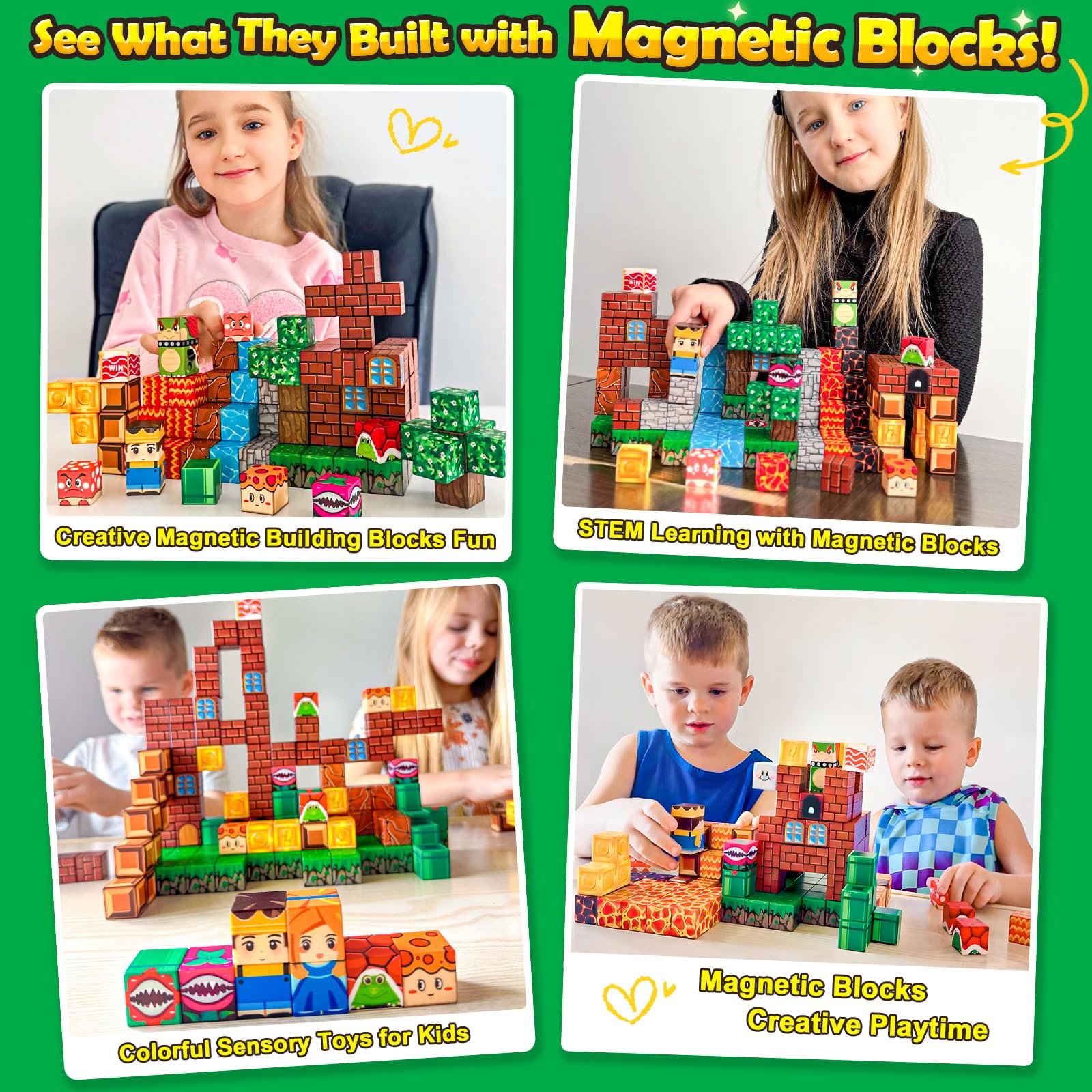 Toyvimo magnetic blocks kingdom fortress scene stimulates imagination and collaboration