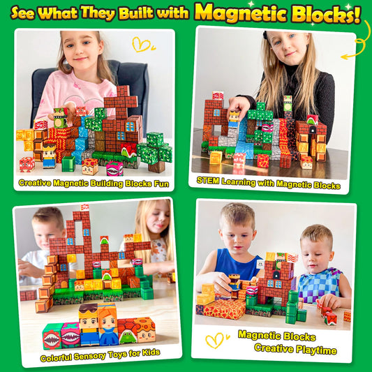 Toyvimo magnetic blocks kingdom fortress scene stimulates imagination and collaboration
