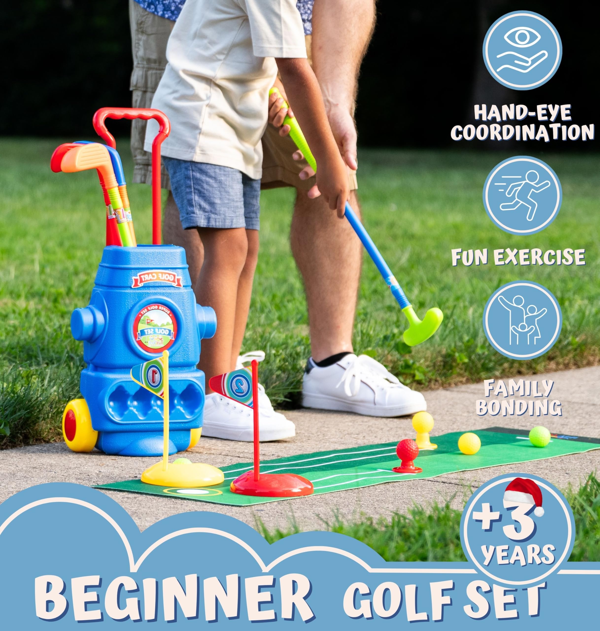 ToyVelt Toddler Golf Set blue balls with soft impact for gentle practice