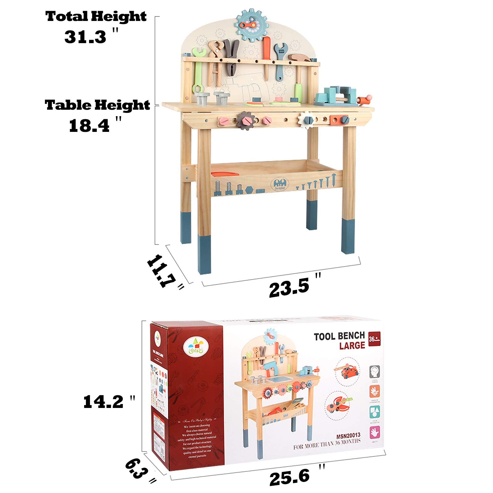 Toywoo beech wood construction ensures durable, safe hands-on fun.