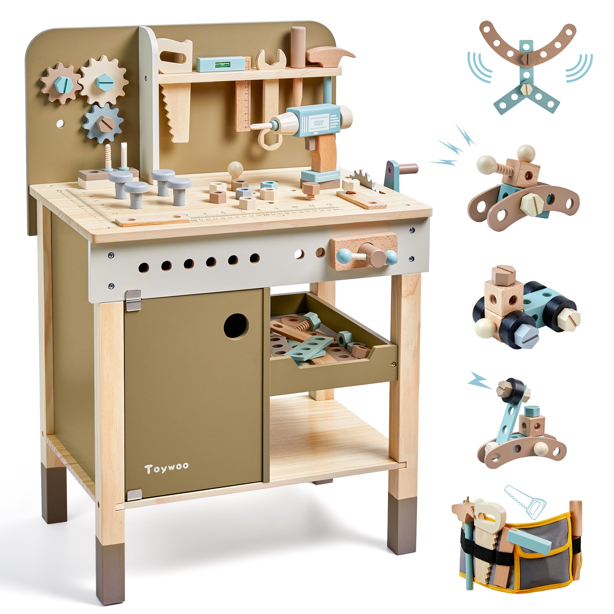 Toywoo Kids Tool Set bench with hammer for safe, hands-on play and motor skill development