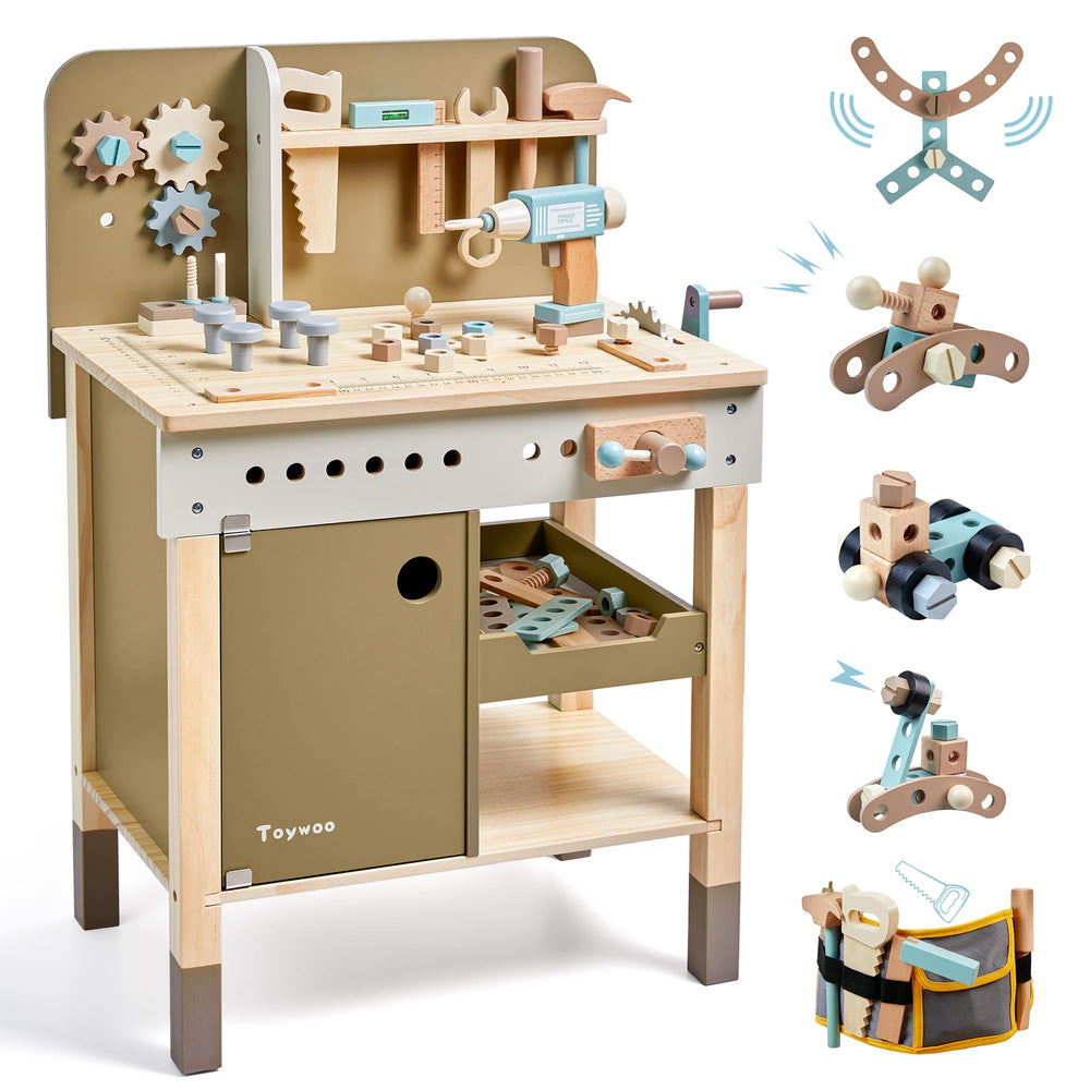 Toywoo Kids Tool Set bench with hammer for safe, hands-on play and motor skill development