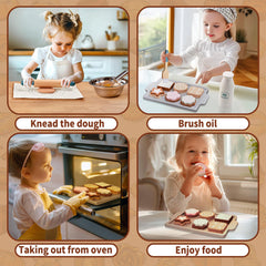 Toywoo wooden kitchen accessories inviting creative cooking and fine motor practice.