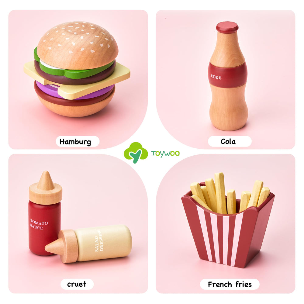 Toywoo wooden salad dressing bottle adds color and pretend kitchen organization