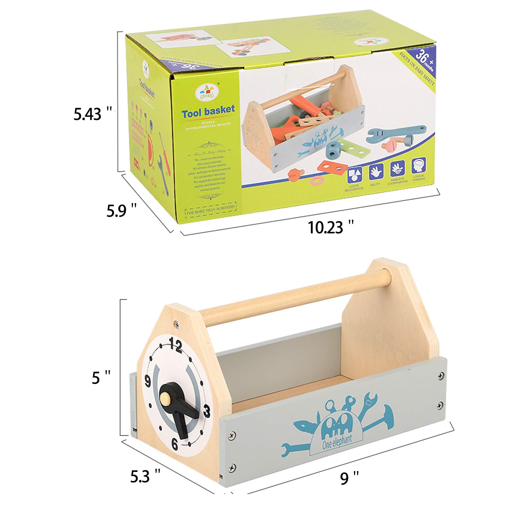 Toywoo toolbox with bright colors stimulating sensory engagement during play.