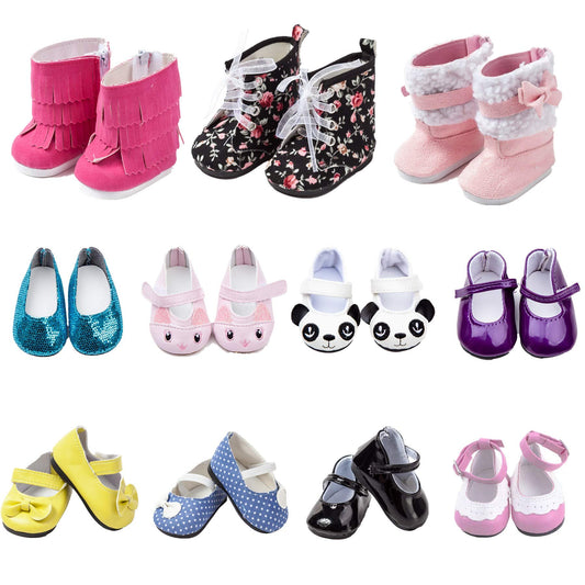 TOYYSB doll shoes leather blue adds versatile, durable style for everyday doll adventures.
