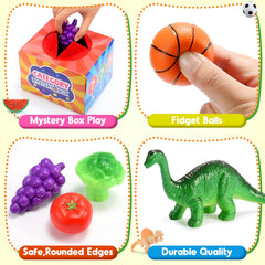 Toyze sensory bin-friendly pieces invite tactile exploration and vocabulary building for little learners.
