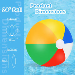 TPCHOIE rainbow beach ball inflated for colorful summer play and water games.