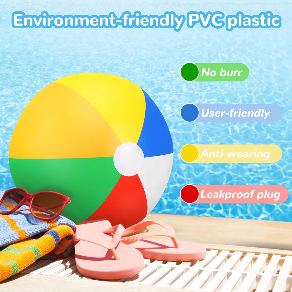 Rainbow TPCHOIE beach ball sits on sand for sunny-day photo moments.