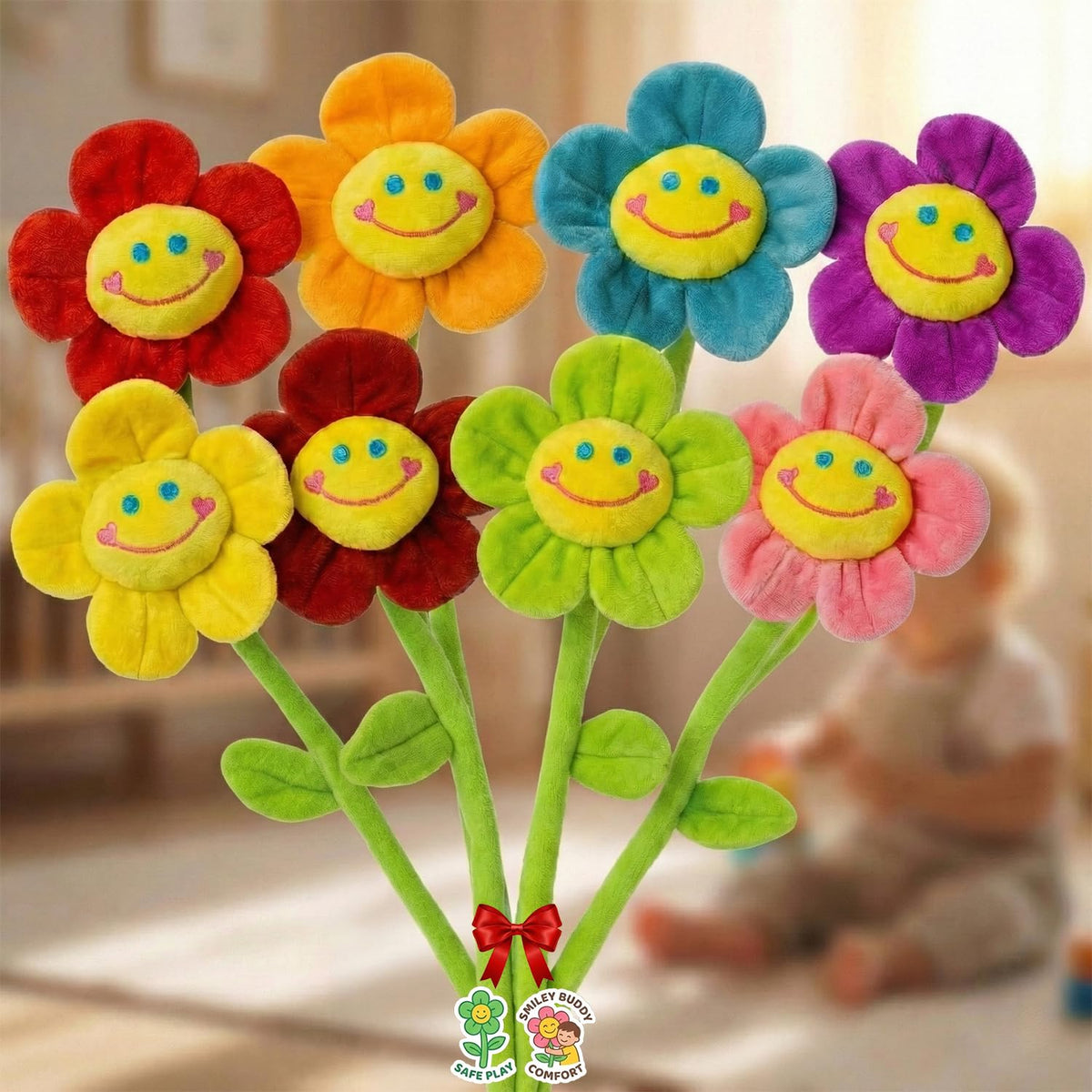 Tplay Flower Plush with bendable stems offers poseable play for toddlers.
