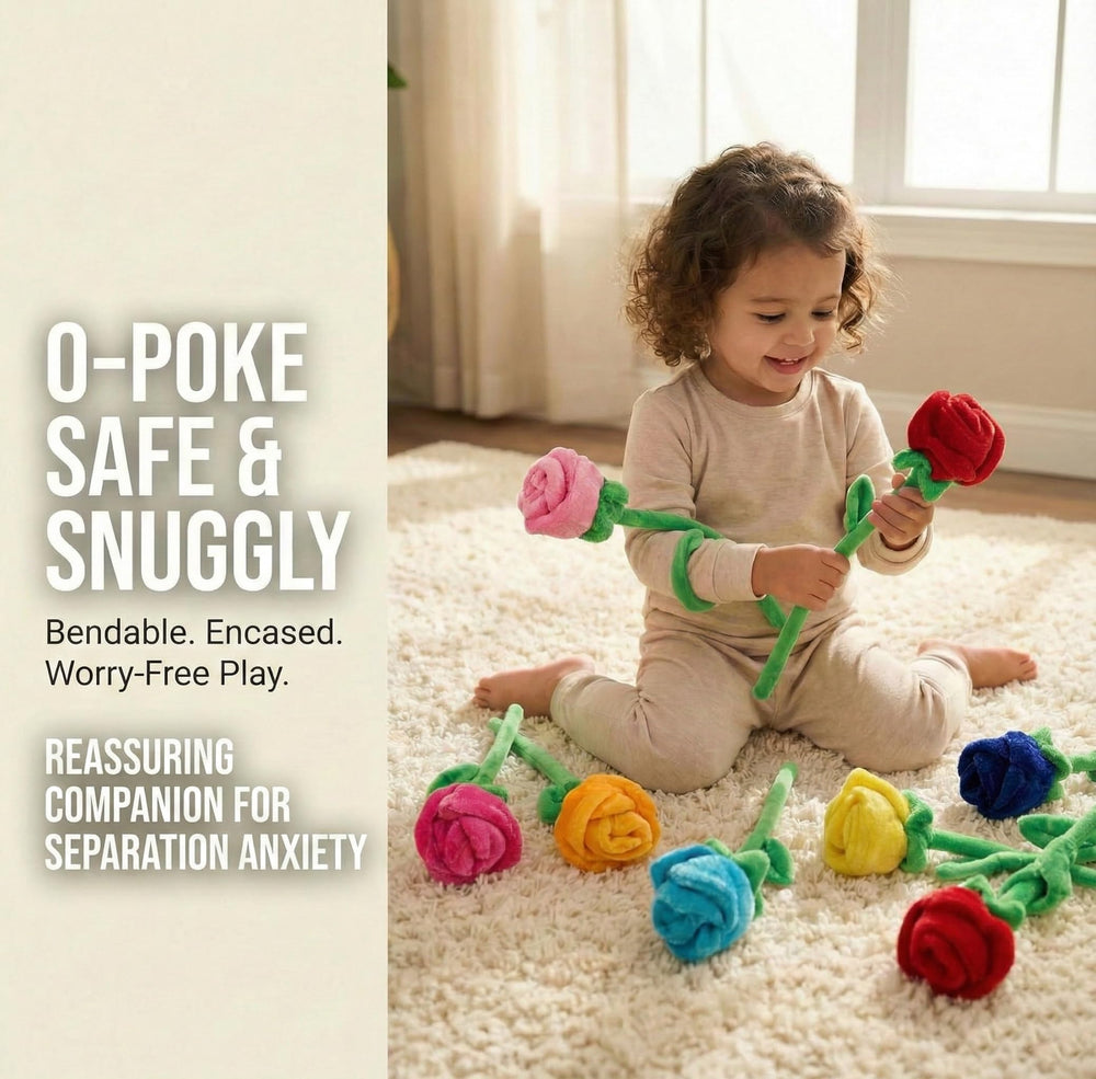 T play green rose plush with bendable stem for desk décor and crafts.