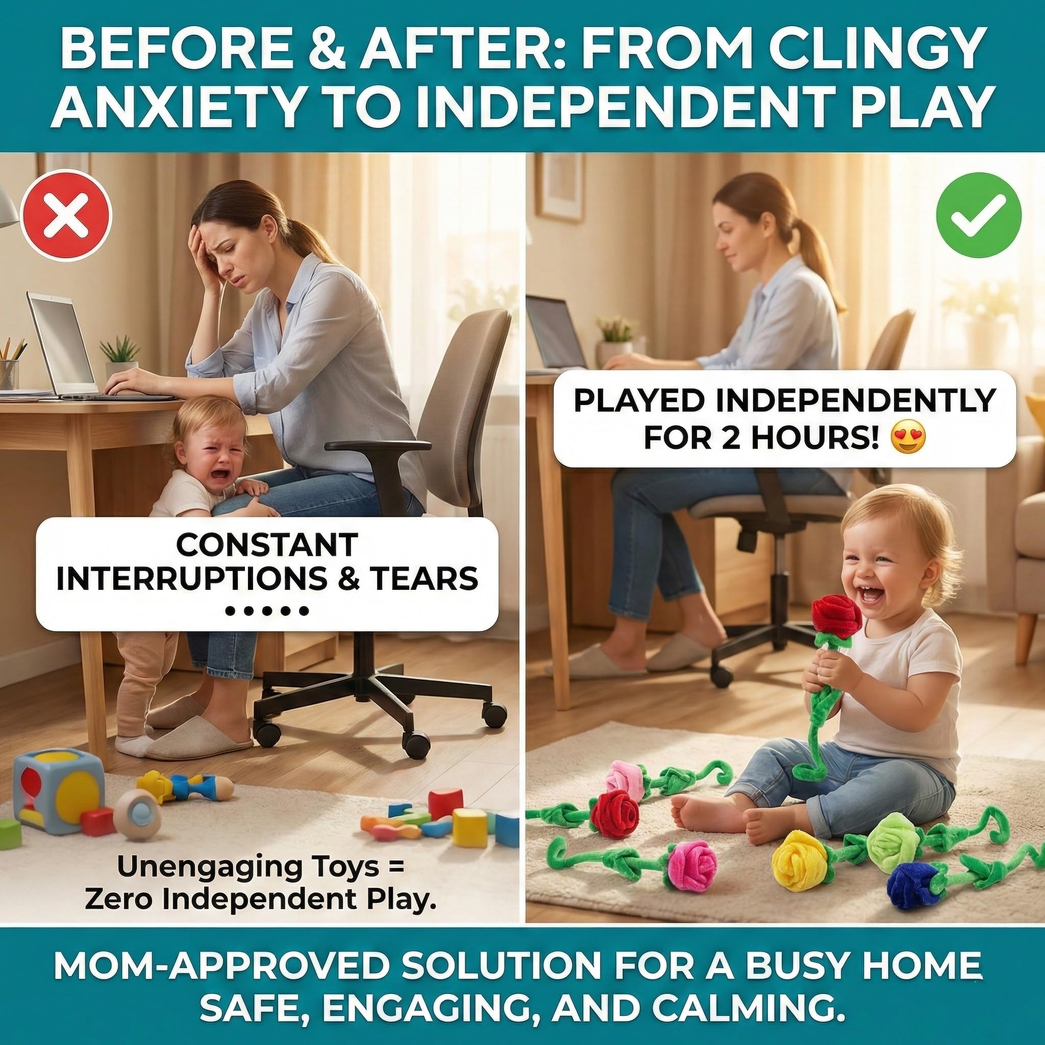 T play navy rose plush with poseable stem for shelf décor and storytelling.