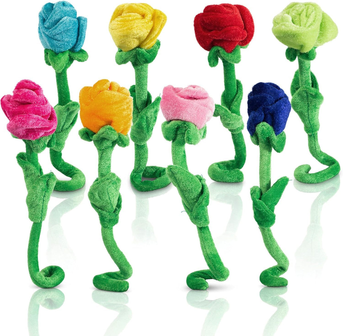 T play pink rose plush with bendable stem for kid-friendly room décor.