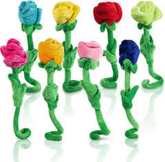 T play pink rose plush with bendable stem for kid-friendly room décor.