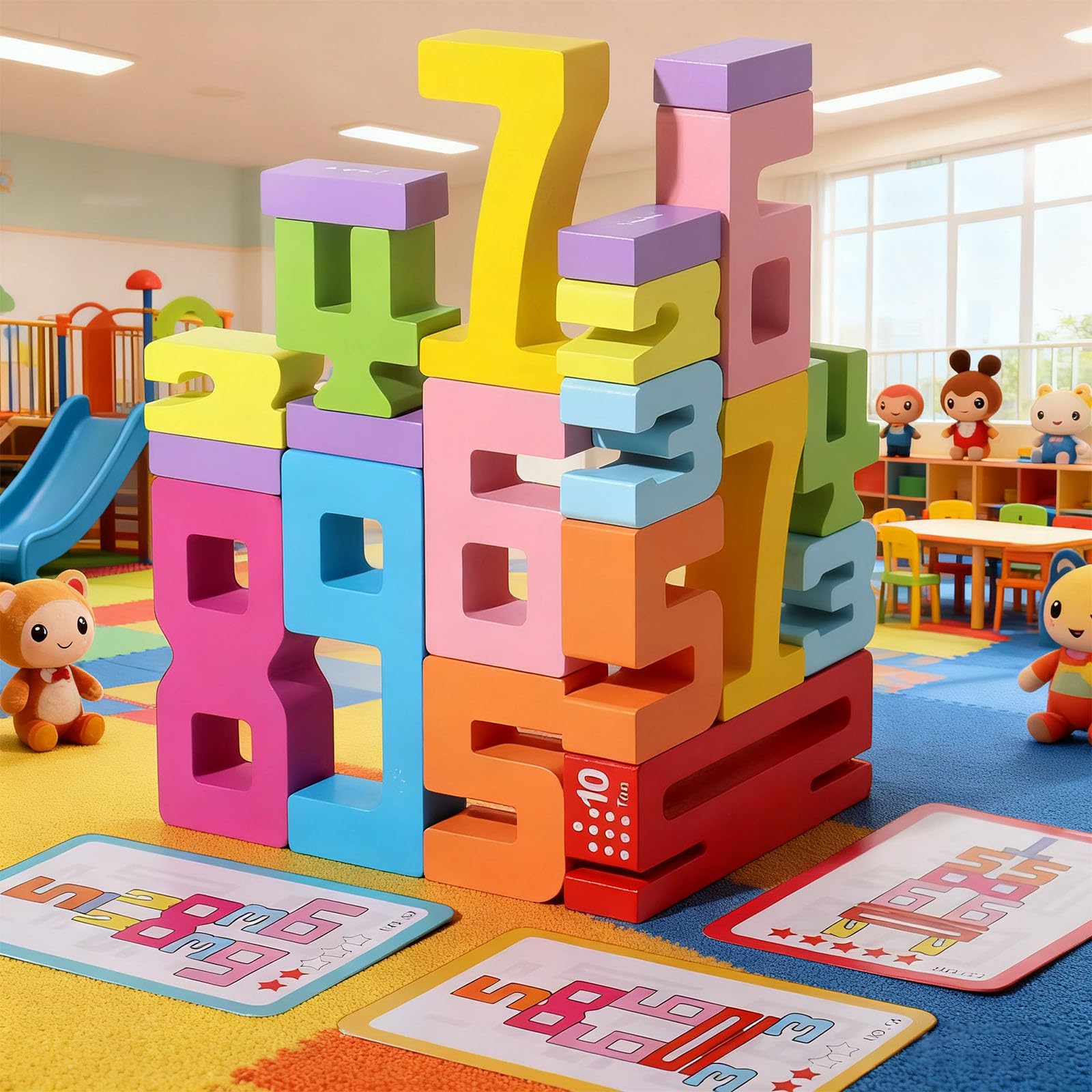 TPwsd wooden number blocks for Montessori play and early math exploration