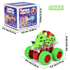TQBYNJ dinosaur monster truck with LED lights shown from the side for visibility.