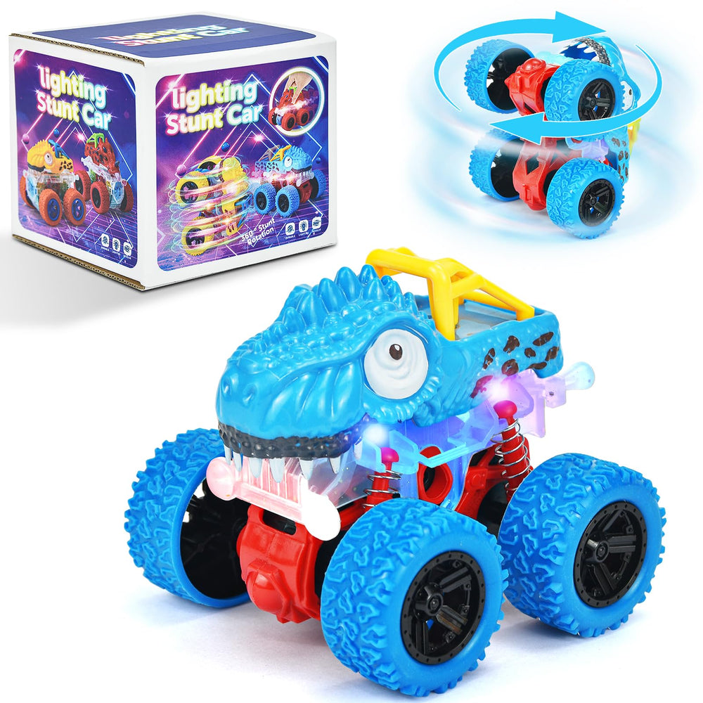 TQBYNJ light-up monster truck blue front view highlighting glow and action for toddlers.