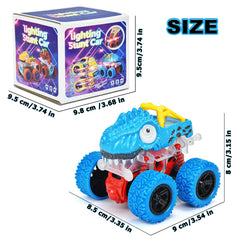 TQBYNJ light-up monster truck blue side view showing LED flashes during playtime.