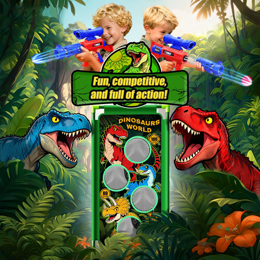 Three dinosaur themes spark imaginative play during outdoor adventures.