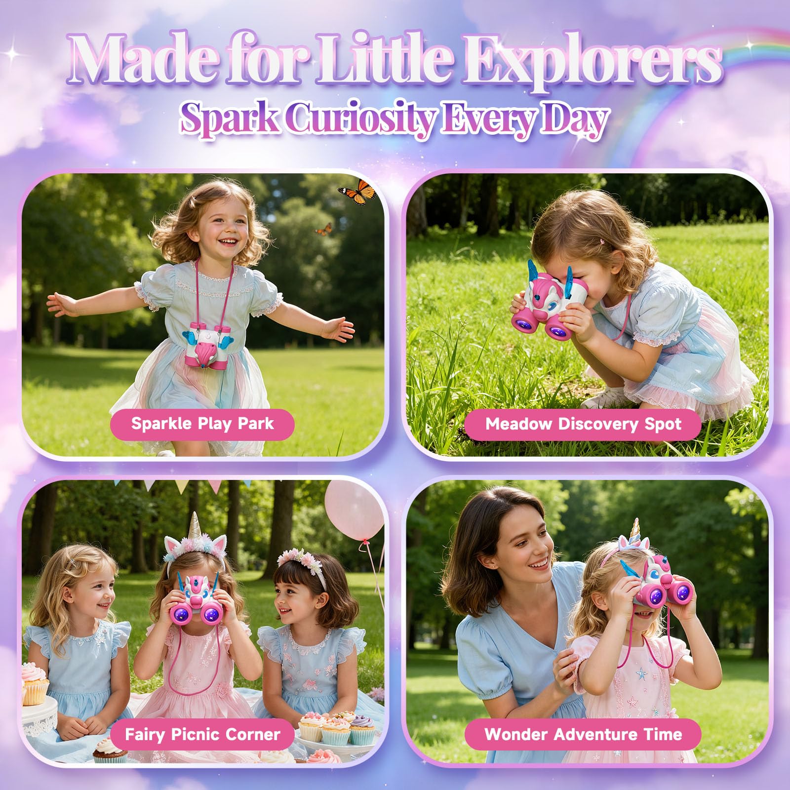 Tqeieu unicorn binoculars soft-eyecups protect little faces during play.