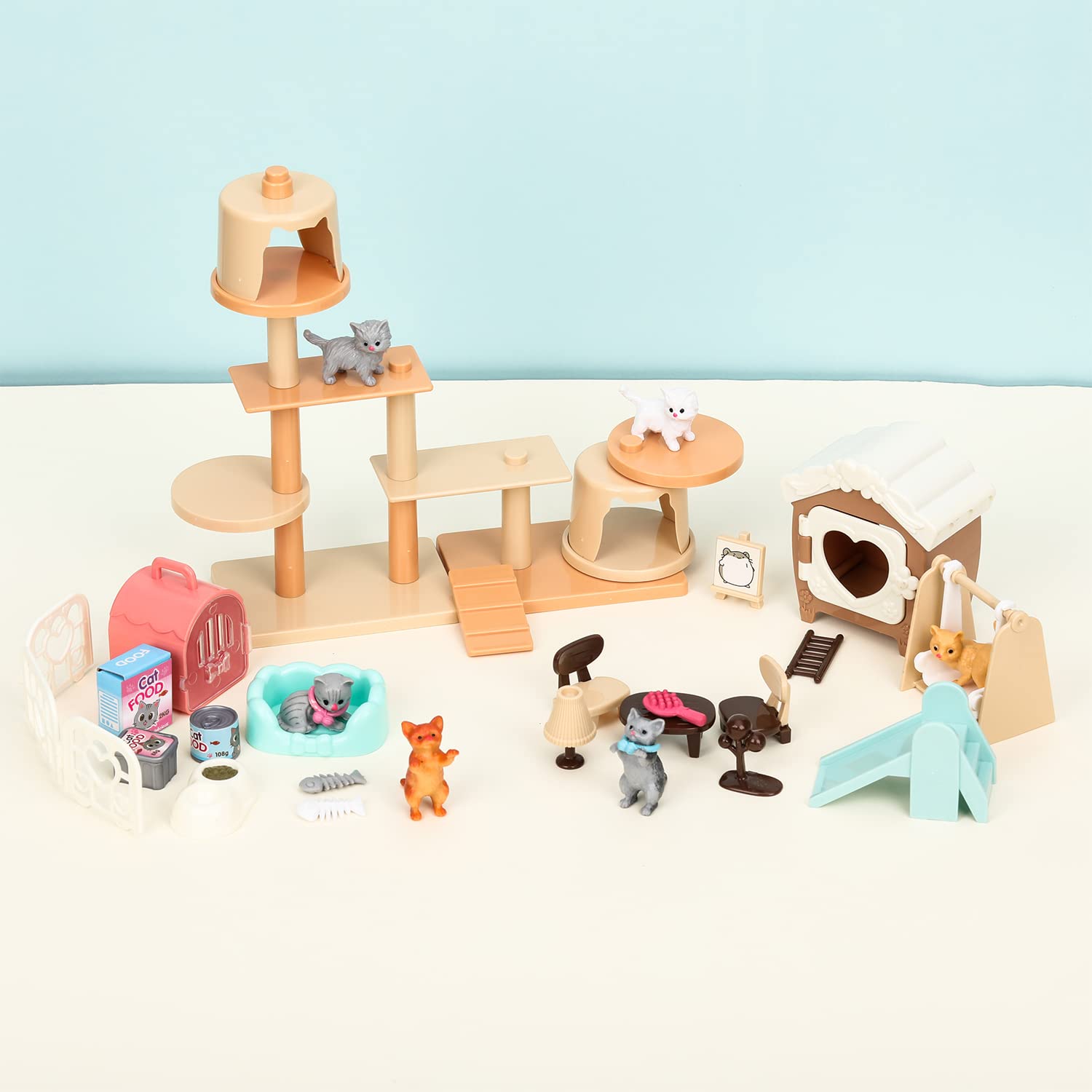 TQQFUN six cat figures with safe, durable details for kids