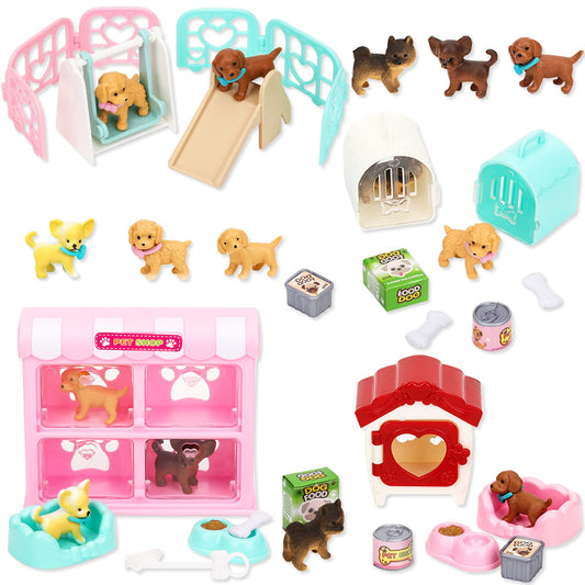 TQQFUN dog shop 32pcs puppy figures set enhances imaginative play and storytelling