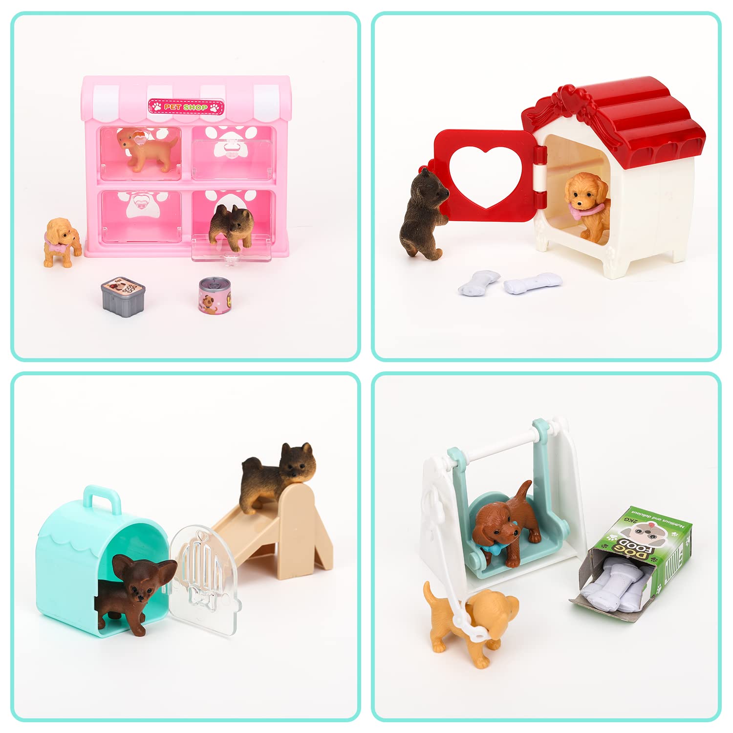 TQQFUN educational dog playset with accessories supports imagination and motor skills
