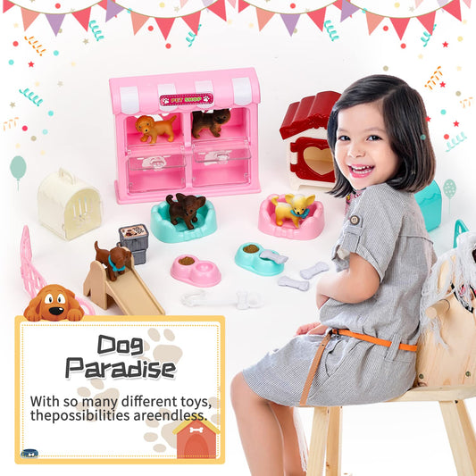 TQQFUN pet care center playset features realistic puppies for nurturing roleplay