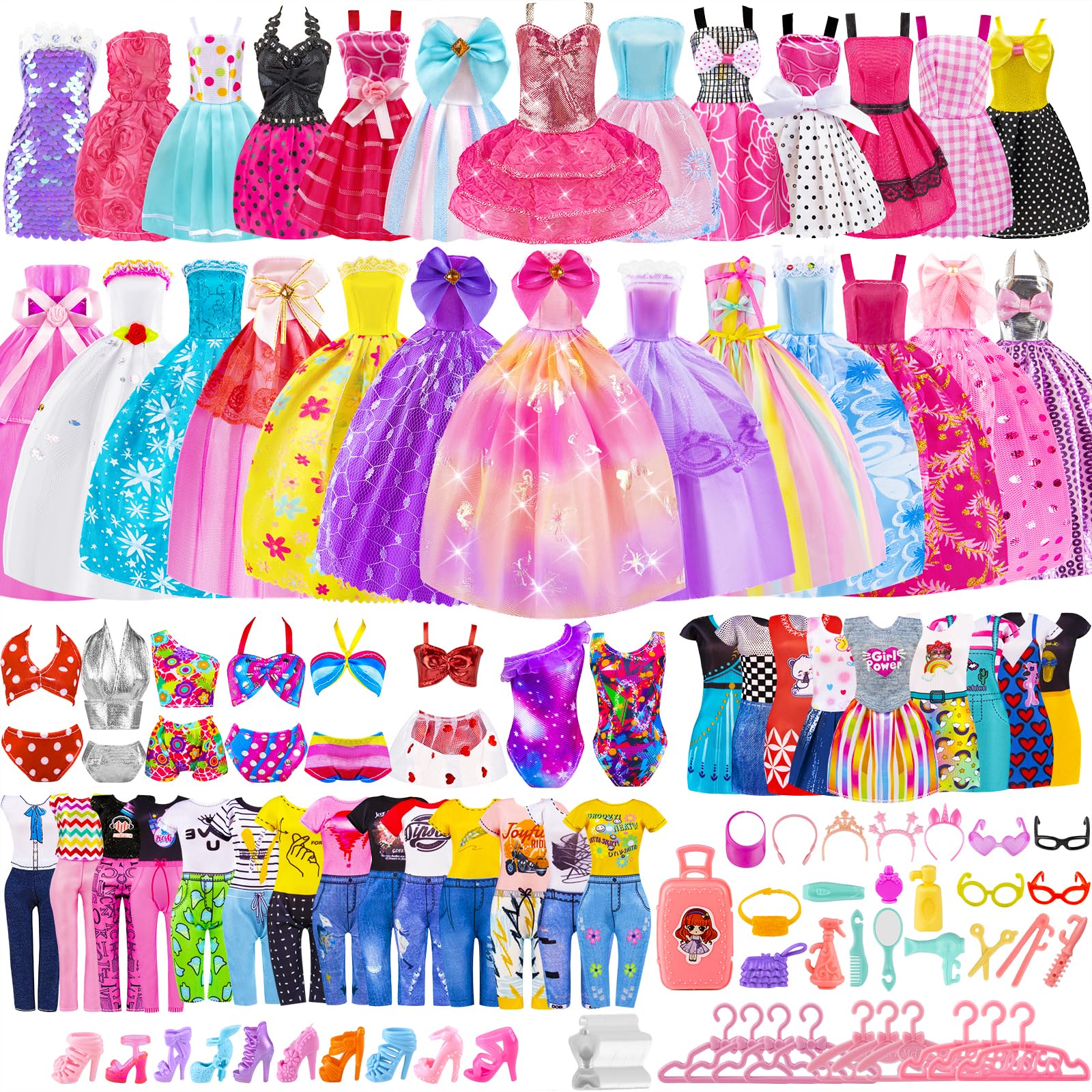 TQRAZ 110-pcs doll wedding dresses for imaginative dress-up play.