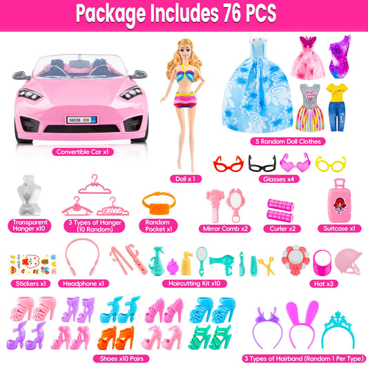 TQRAZ doll convertible car for pretend driving adventures