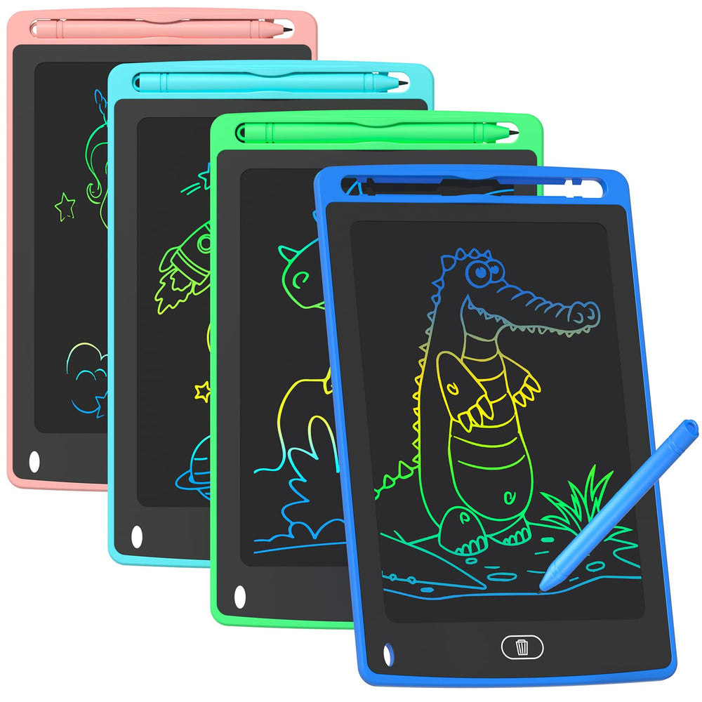 TQU 4-pack LCD doodle tablet blue with bright lines for kids' drawings.