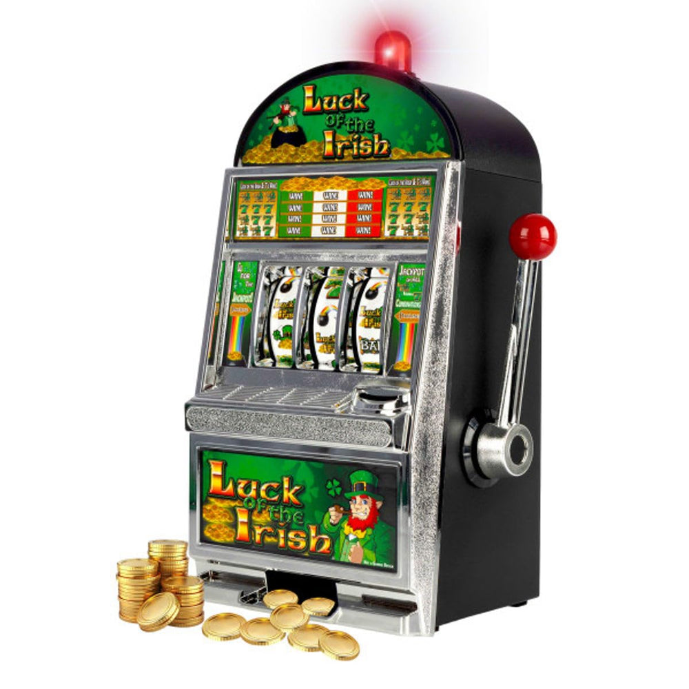 Trademark Poker Luck of the Irish slot front view with flashing jackpot lights for home casino vibes.