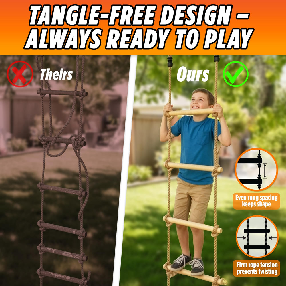 Trailblaze kids climbing the ladder in a treehouse setup