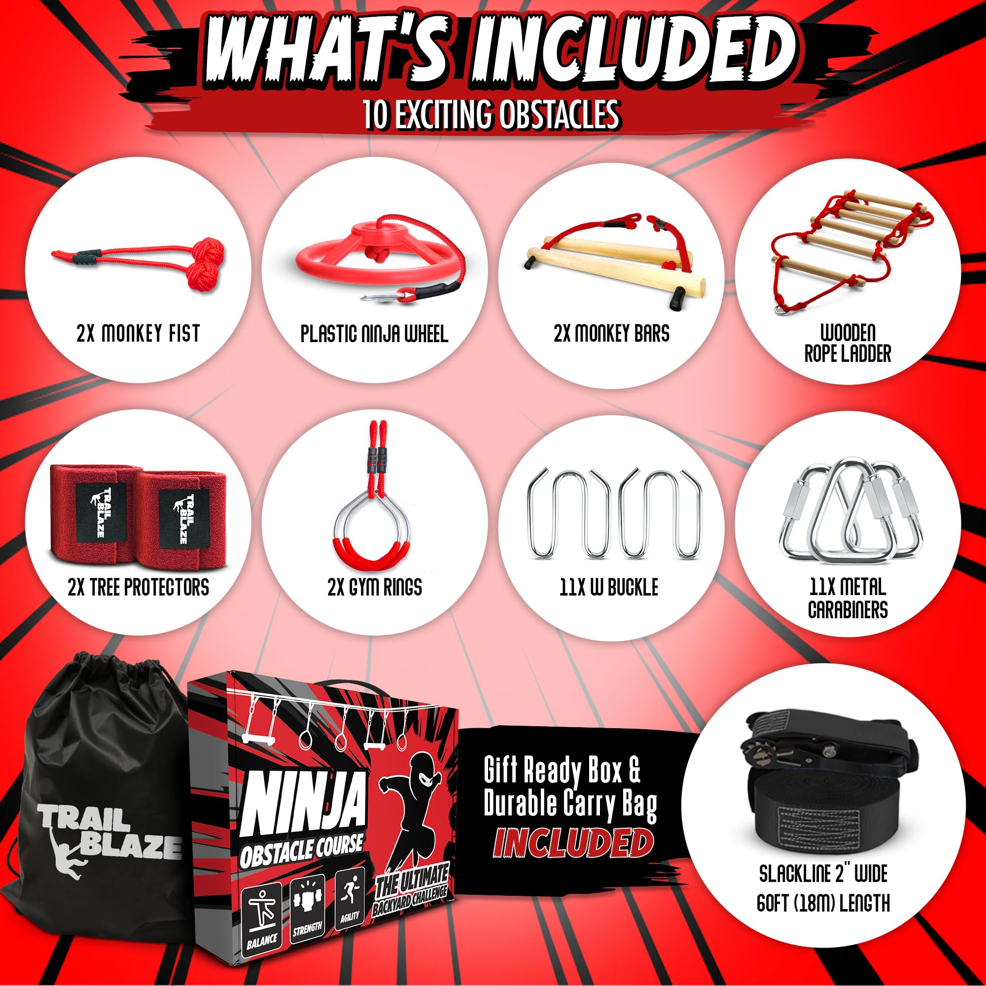 Trailblaze Ninja gym rings for versatile climbing routines