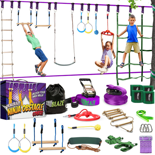 Trailblaze Ninja Warrior setup quick: easy outdoor course assembly for busy families.