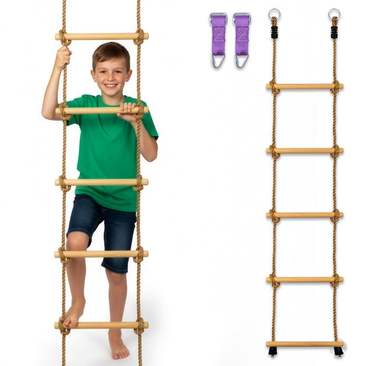 Trailblaze wooden rope ladder 6ft installed for backyard climbing adventures