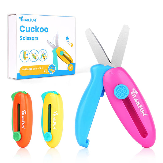 Trailfun retractable safety scissors for kids, compact and easy for small hands