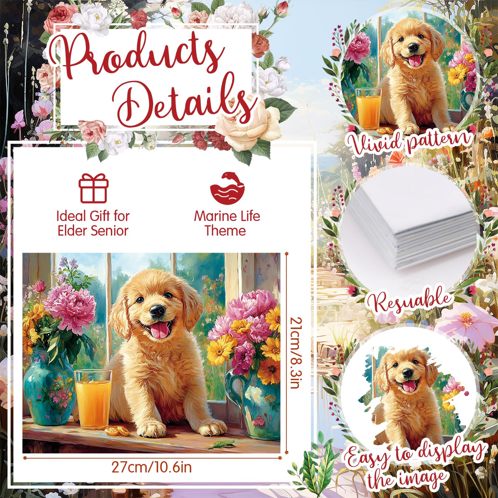 Trandraft dog and cat theme patterns engage seniors with familiar subjects.